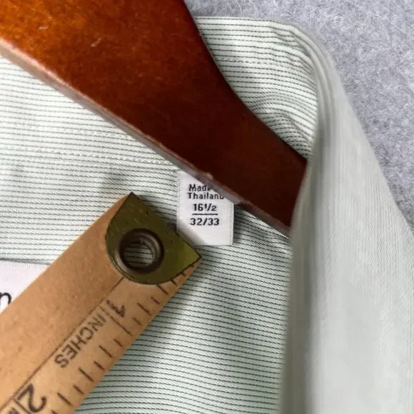 Calvin Klein Shirt Green White Striped Button Up Long Sleeve Mens 16.5 New NWT - Picture 5 of 14